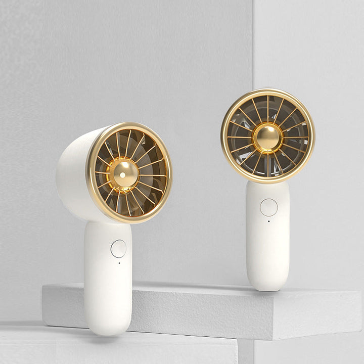 Unisex portable hand fan with closed turbine fan, quiet operation and rechargeable battery Kalsten