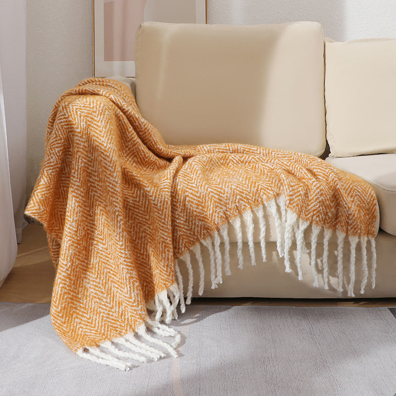Unisex Stylish Herringbone Throw Blanket