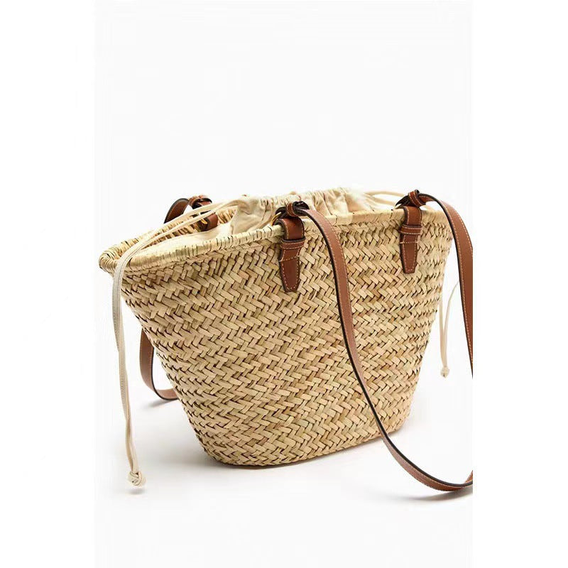 Elegant braided tote bag with leather handles Kalsten