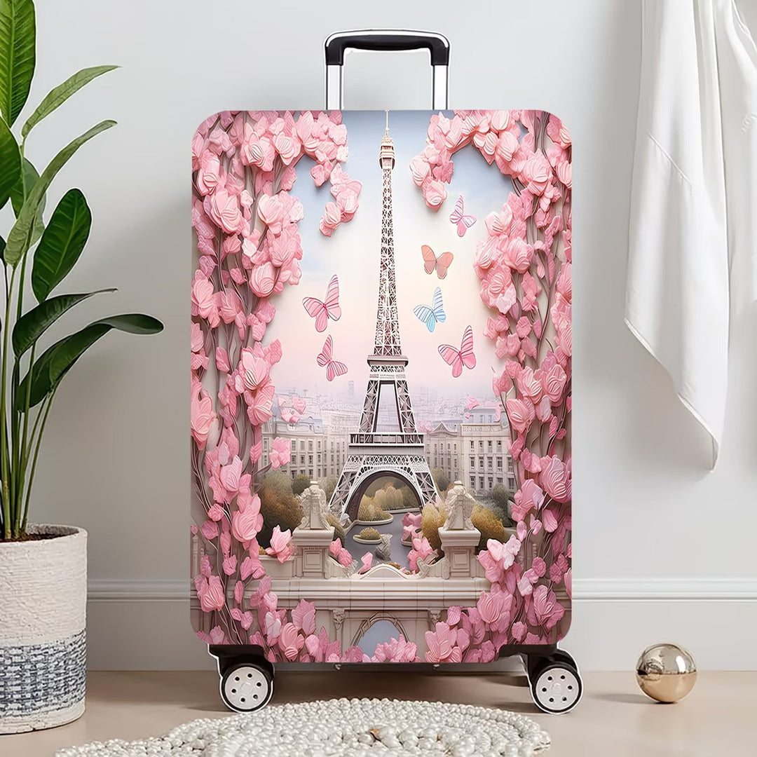Unisex nan elastic suitcase cover with three-dimensional flower and butterfly design for trolley with zipper and slip-resistant interior fastening Kalsten
