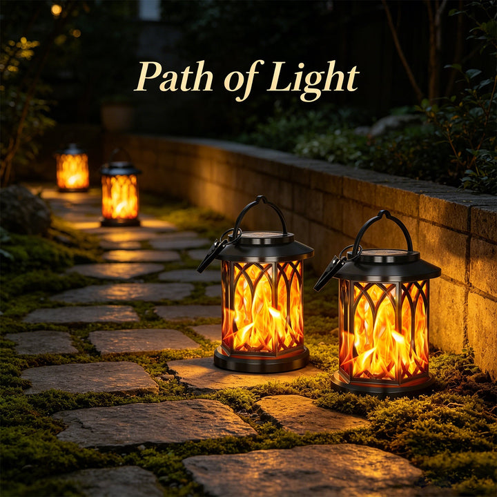 Decorative Solar Hanging Lantern With Metal Lattice Panels Kalsten