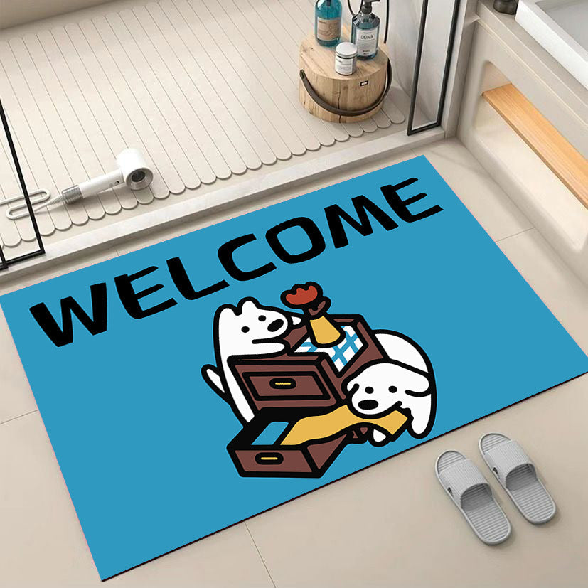Cartoon Dog-Themed Welcome Mat Kalsten