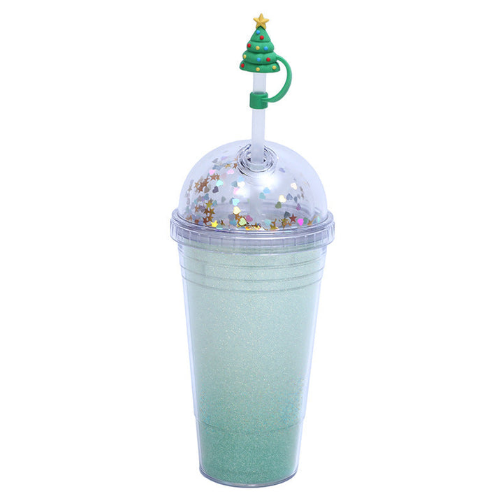 Women's creative drinking cup with decorative lid and integrated straw Kalsten