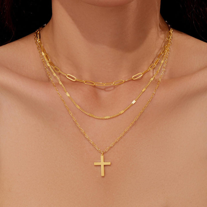 Multi-Layered Cross Pendant Necklace Kalsten