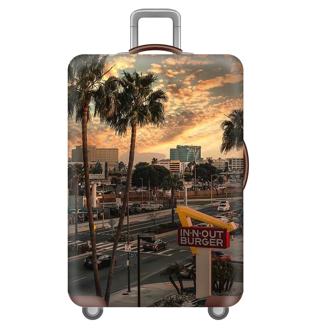 Unisex nan hard shell suitcase trolley with large landscape motif print and multidirectional wheels Kalsten