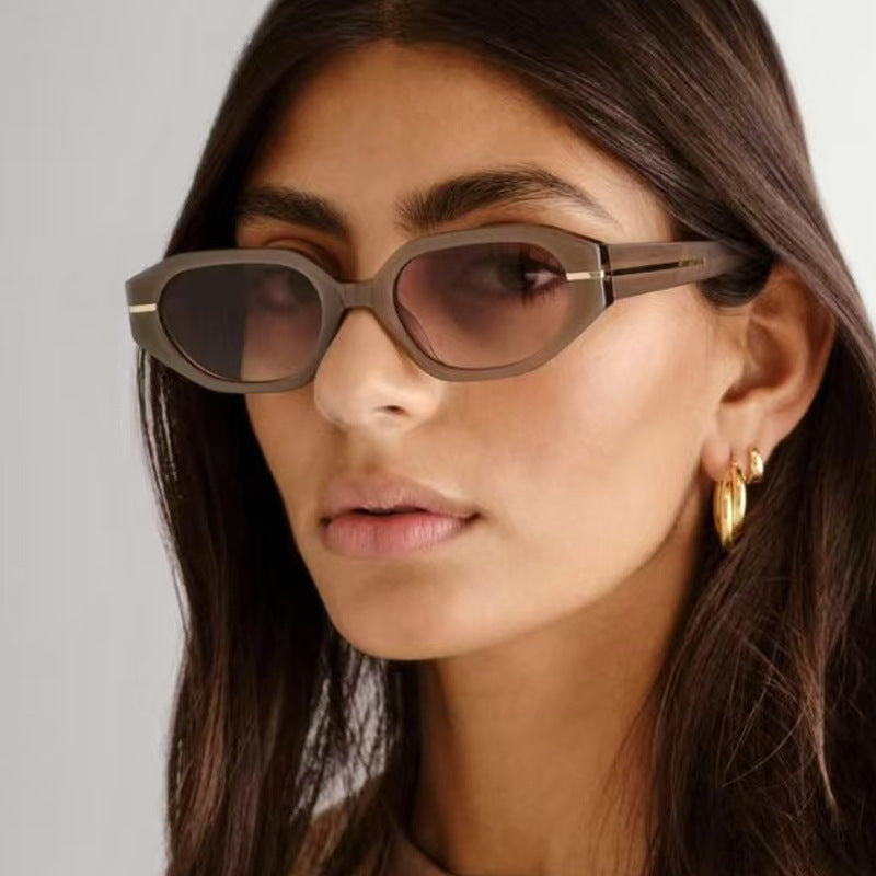 Women's stylish geometric sunglasses with mirrored lenses and unique frame Kalsten