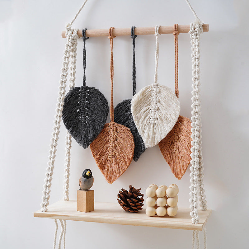 Bohemian Macrame Leaf Art Display Shelf Acalora