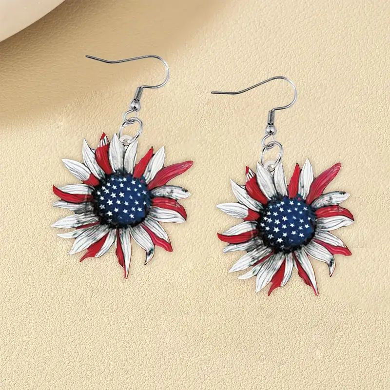 Ladies nan handmade sunflower earrings in star banner design Kalsten