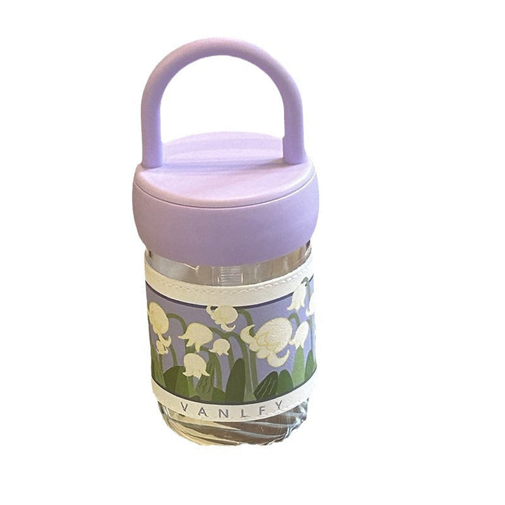 Women's insulated drinking bottle with ergonomic carrying handle and elegant flower design Kalsten