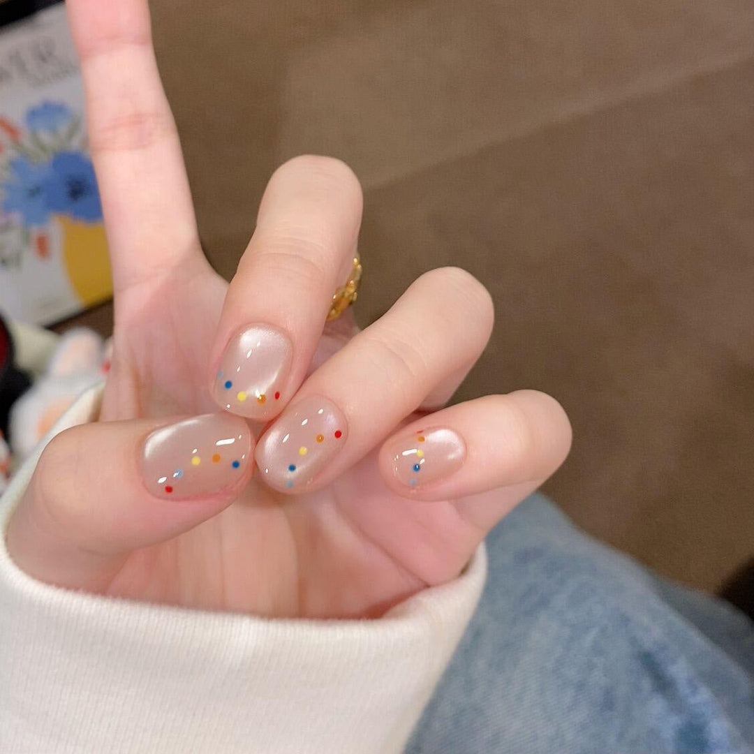 Decorative artificial nails with colorful dots Kalsten
