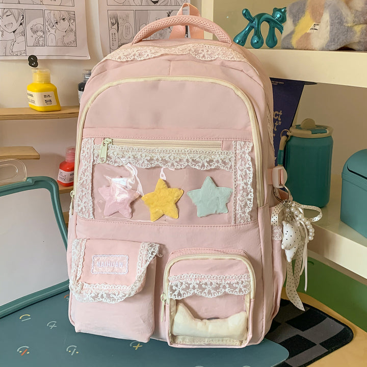 Cute Decorative Star-Embellished School Backpack