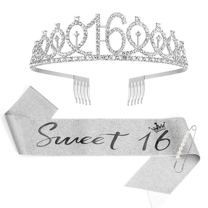 Ladies Sparkling Tiara with personalized 80th Birthday Inscription Kalsten