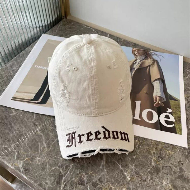 Women's Distressed Freedom Embroidered Baseball Cap Kalsten