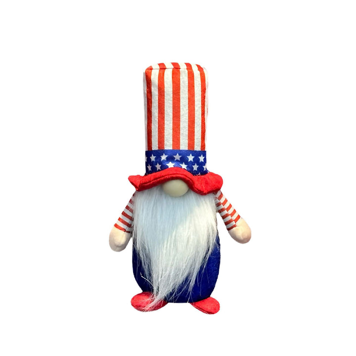 Unisex nan patriotic plush standing gnome ornament with tall star-spangled hat and long faux beard Kalsten