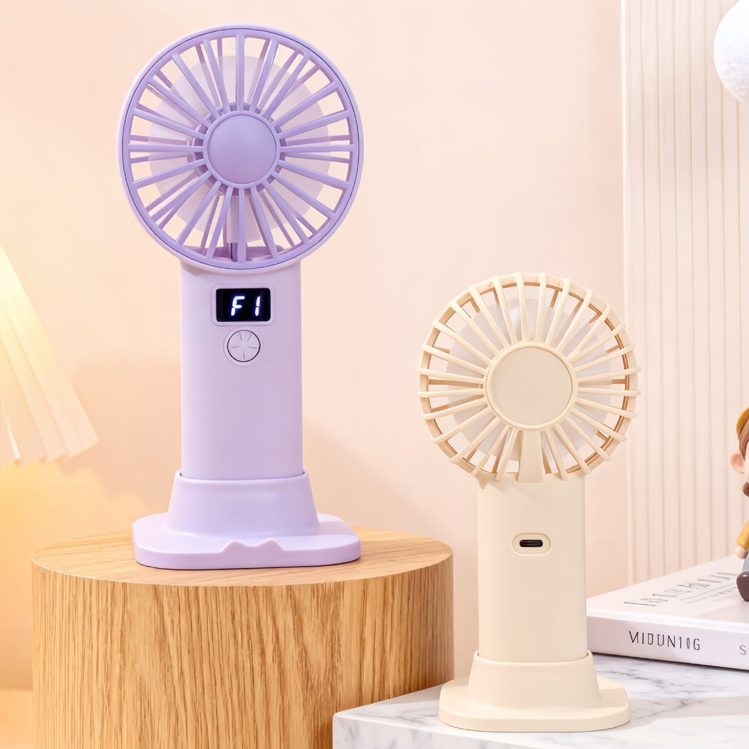 Women Portable Handheld Fan with Digital Speed Setting Kalsten