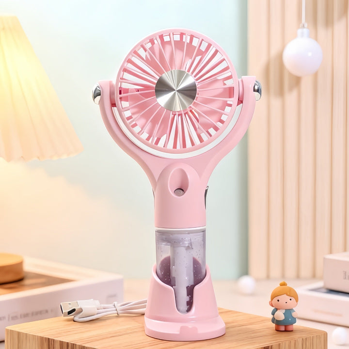 Women Portable Spray Fan with USB Charging Function and Ergonomic Handle Kalsten