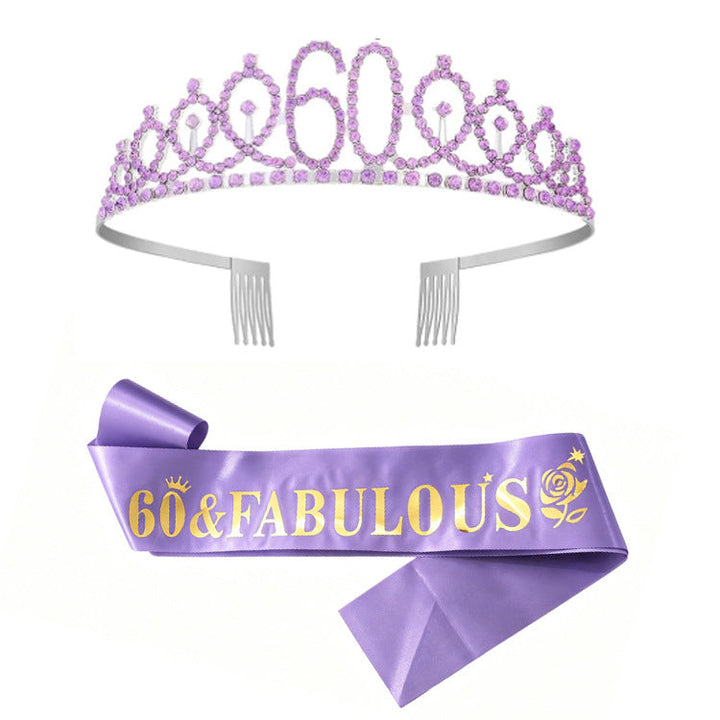 Women's Glittering Birthday Tiara Set with Sash Kalsten