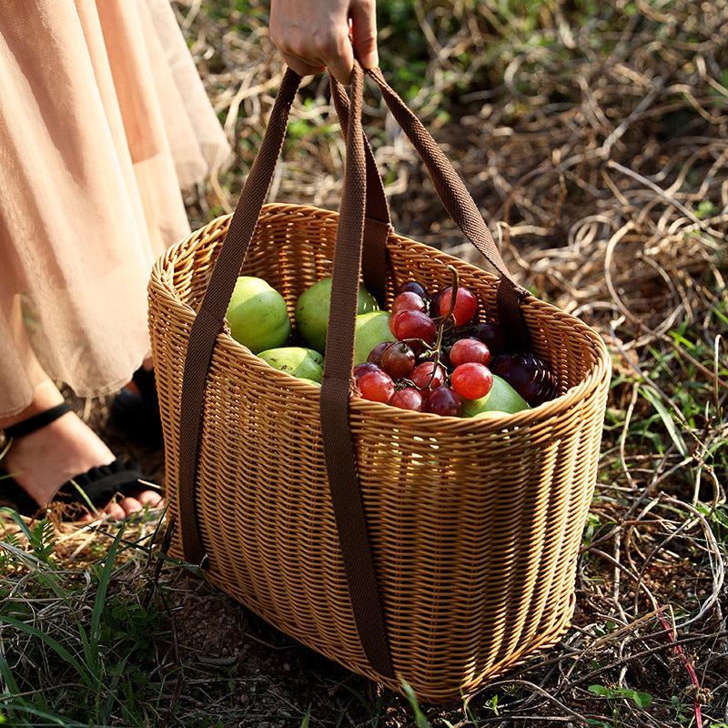 Unisex Robust braided shopping basket with comfortable fabric handles Kalsten