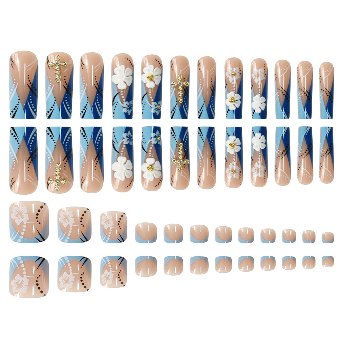 Floral Design Long Press-On Nails Acalora