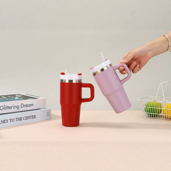 Unisex noble insulated cup with practical straw Kalsten