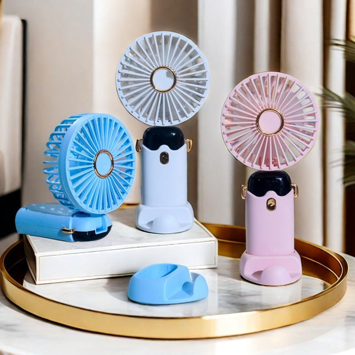 Women's Portable Hand Fan with Integrated Spray Function and USB Charging Option Kalsten