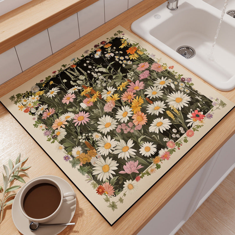 Floral-Themed Kitchen Counter Mat Acalora