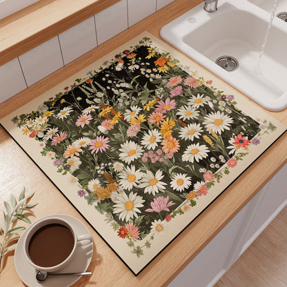 Floral-Themed Kitchen Counter Mat Acalora
