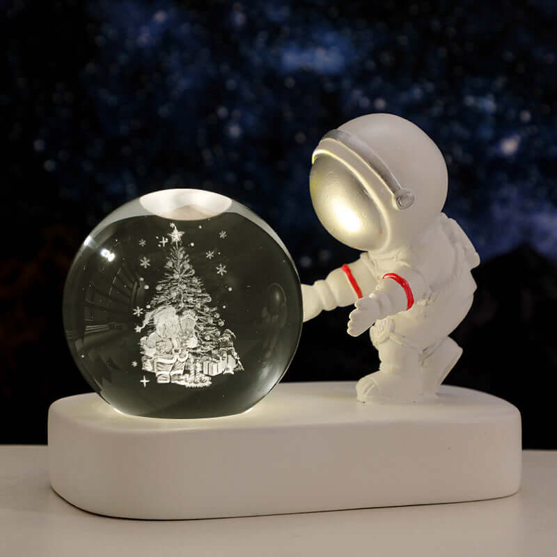 Glowing Planetary Galaxy Astronaut Crystal Ball Night Lights USB Power Warm Bedside Light Brithday Gift Night Lamp | Kalsten