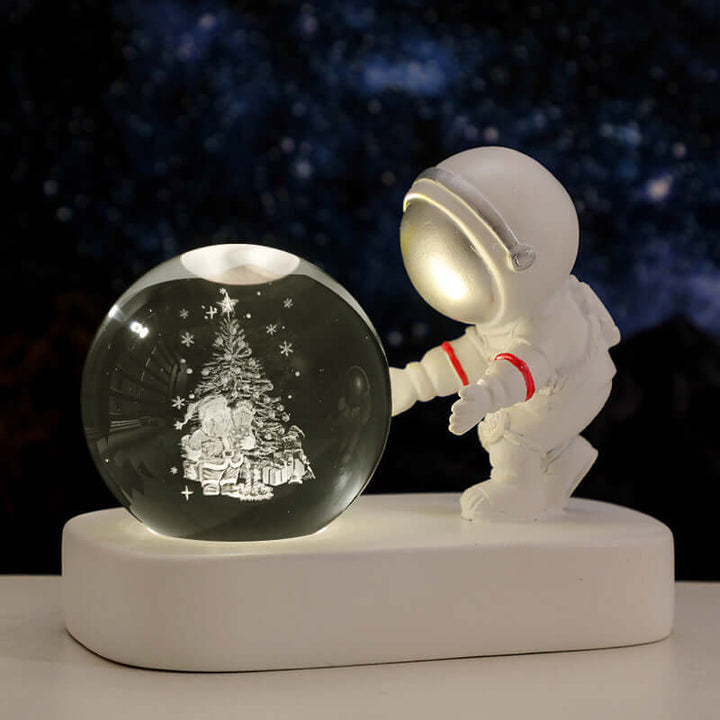 Glowing Planetary Galaxy Astronaut Crystal Ball Night Lights USB Power Warm Bedside Light Brithday Gift Night Lamp | Kalsten