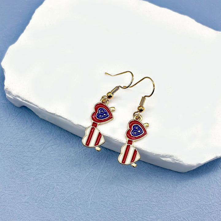 Women's nan long patriotic mesh tassel dangle earrings Kalsten