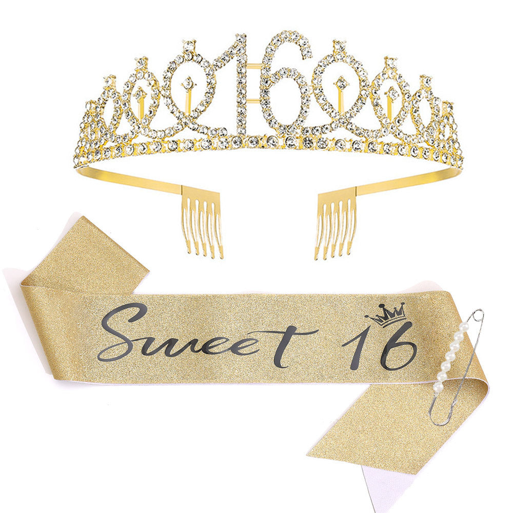 Ladies Sparkling Tiara with personalized 80th Birthday Inscription Kalsten