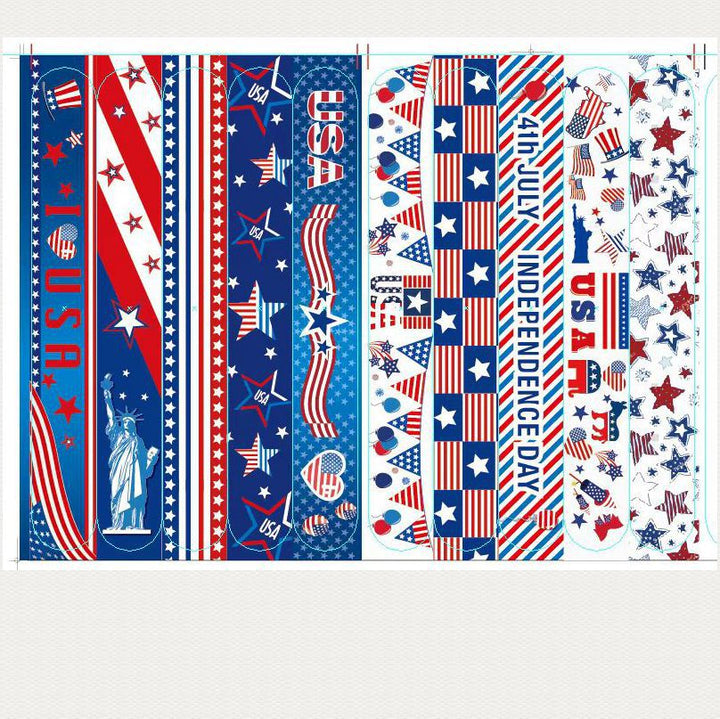 Unisex nan patriotic Slap Bracelets multi-piece bracelet set with flexible metal core and USA motifs Kalsten
