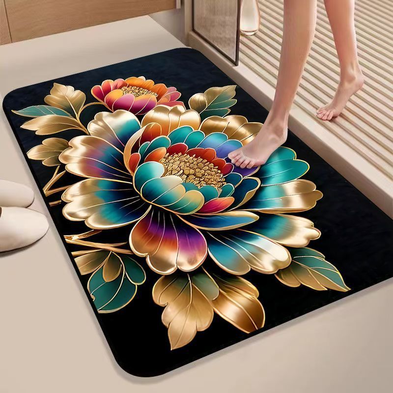 Floral Design Non-Slip Bath Mat Kalsten