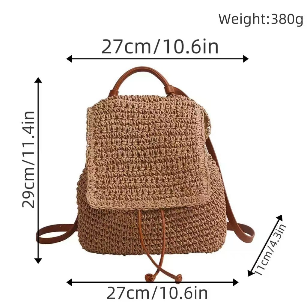 Backpack with Hand-Crocheted Design and Sturdy Leather Straps Kalsten