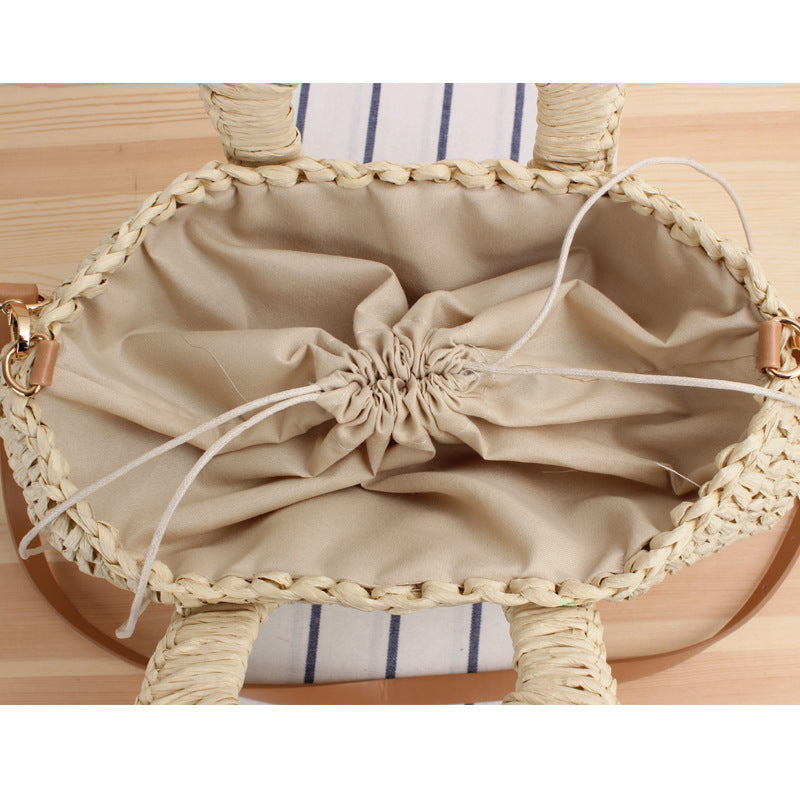 Handmade straw shoulder bag with square handle Kalsten