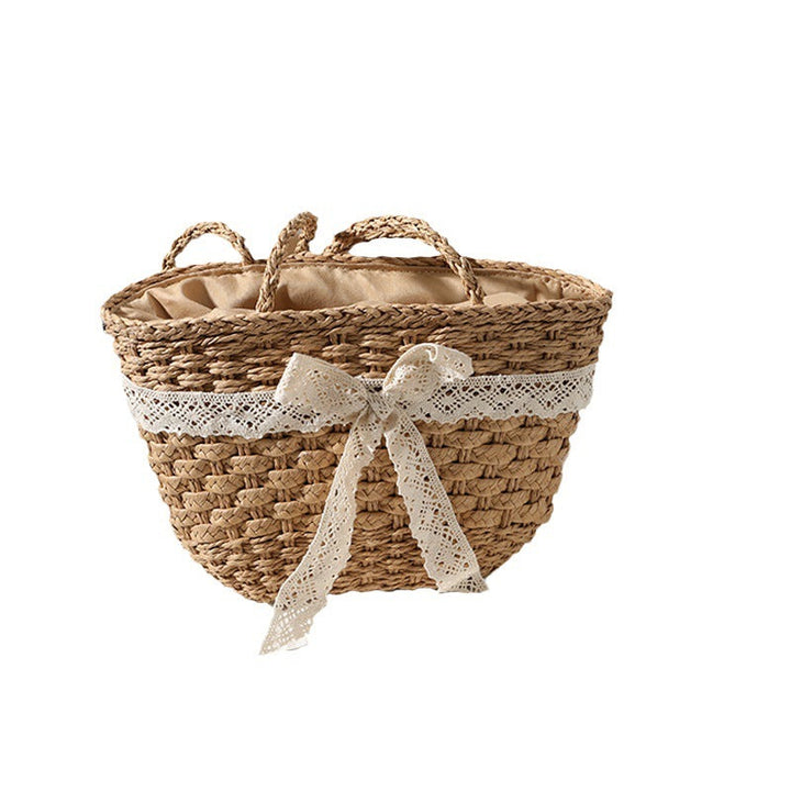 Elegant basket bag with decorative lace ribbon Kalsten