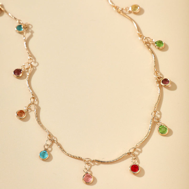 Gold-Plated Gemstone Charm Necklace Kalsten