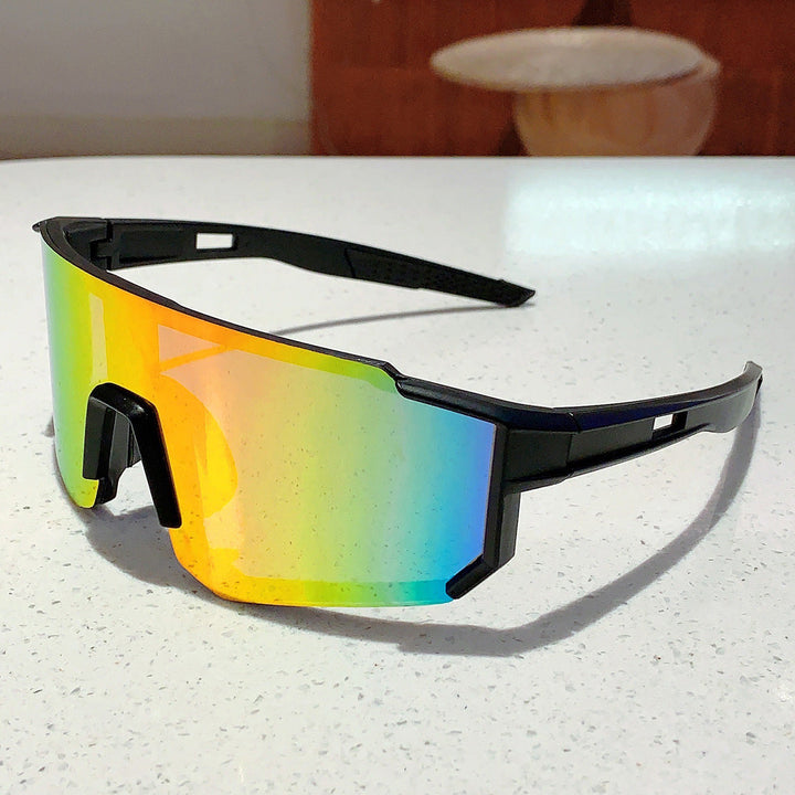 Unisex nan sporty shield sunglasses with continuous mirror lens and adjustable nose bridge Kalsten