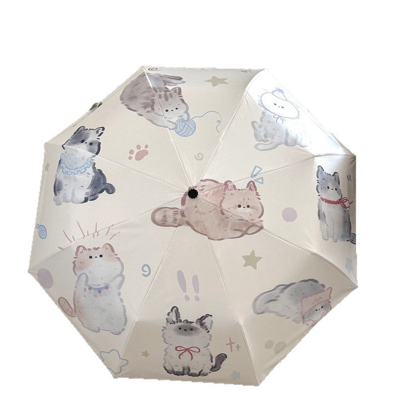 Women's Foldable Umbrella with Charming Cat Pattern Kalsten