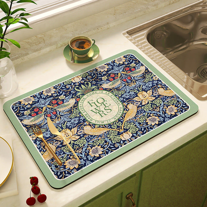 Floral Design Kitchen Mat Kalsten