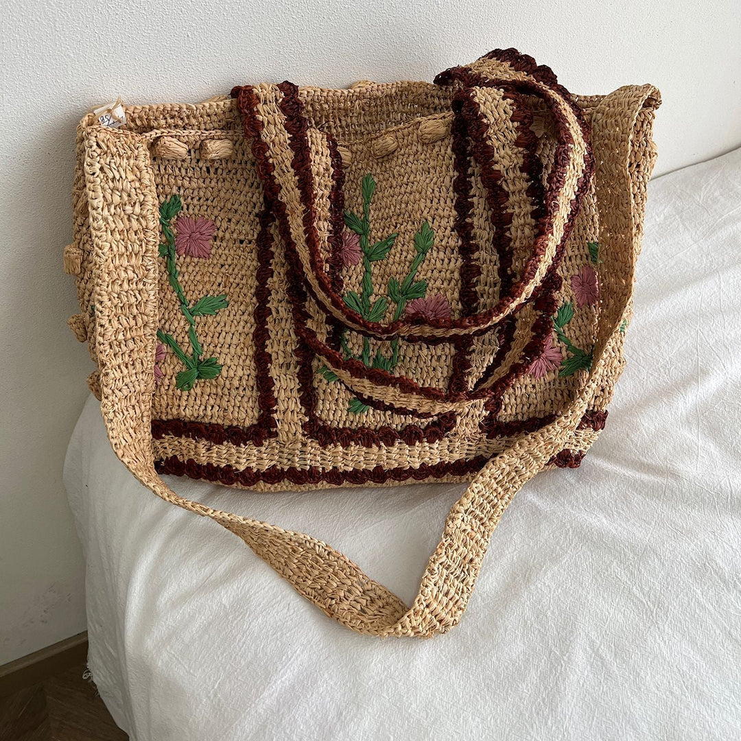 Braided shoulder bag with floral motif Kalsten