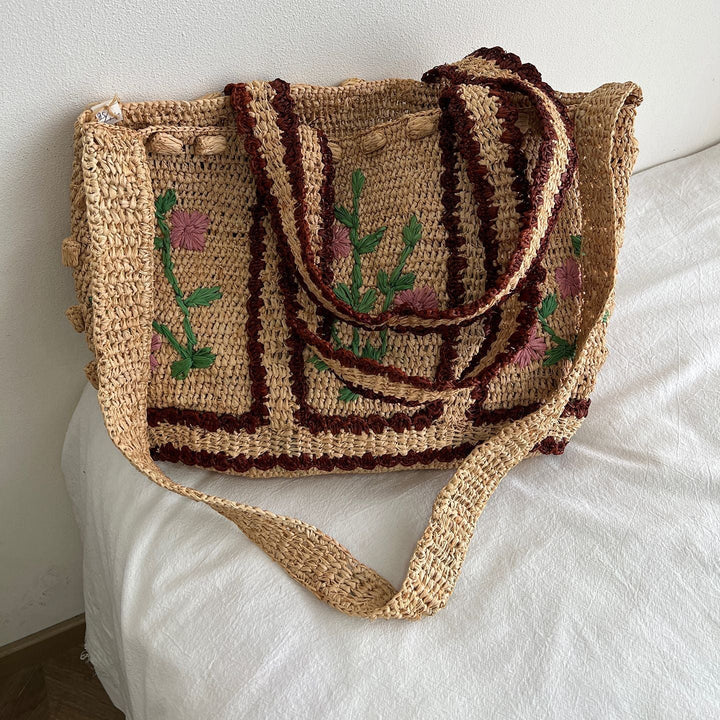 Braided shoulder bag with floral motif Kalsten