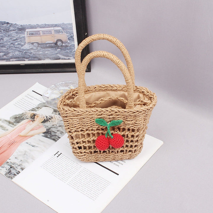 Basket bag with hand-knotted appliqués Kalsten