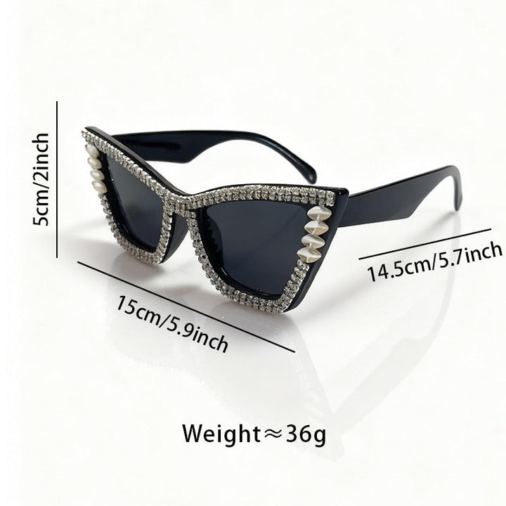 Rhinestone-Accented Cat-Eye Sunglasses Kalsten