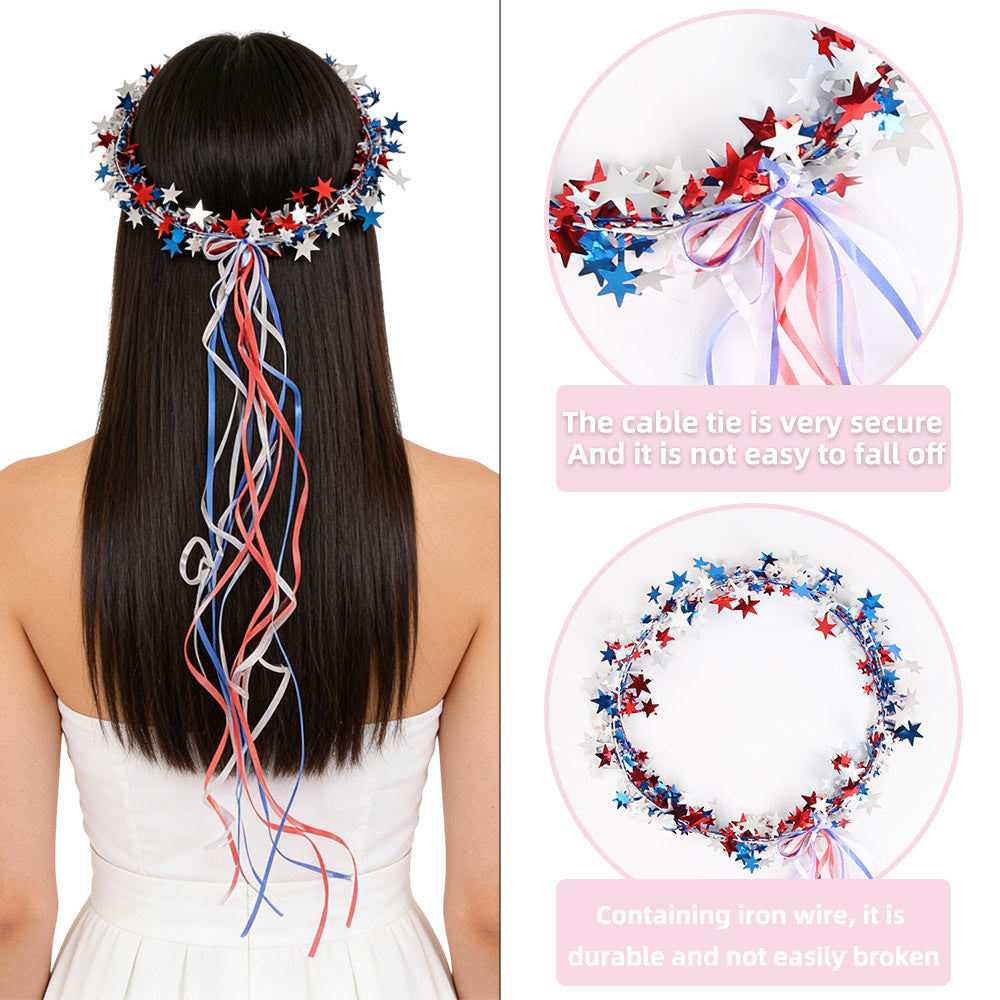 Unisex nan metallic star garland hoop with long ribbon tails for door and ceiling decor Kalsten