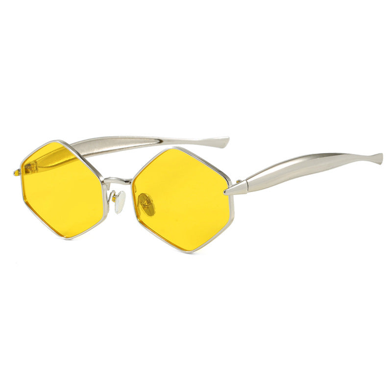 Women's hexagonal sunglasses with elegant metal frame and UV protection Kalsten
