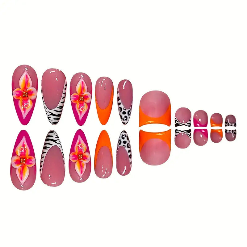 Artistic Floral and Abstract Press-On Nail Set Kalsten