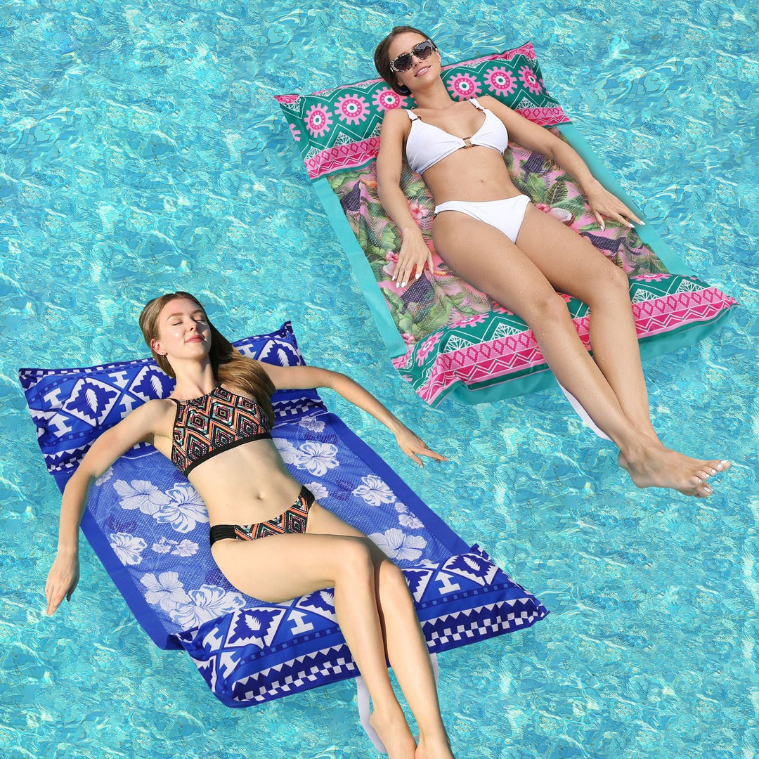 Women Inflatable Relaxation Lounge Chair with Colorful Plant Pattern Kalsten