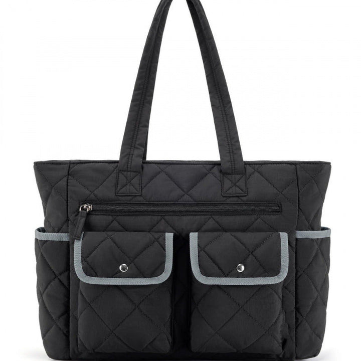 Quilted Tote Bag with Practical Outside Pockets Kalsten