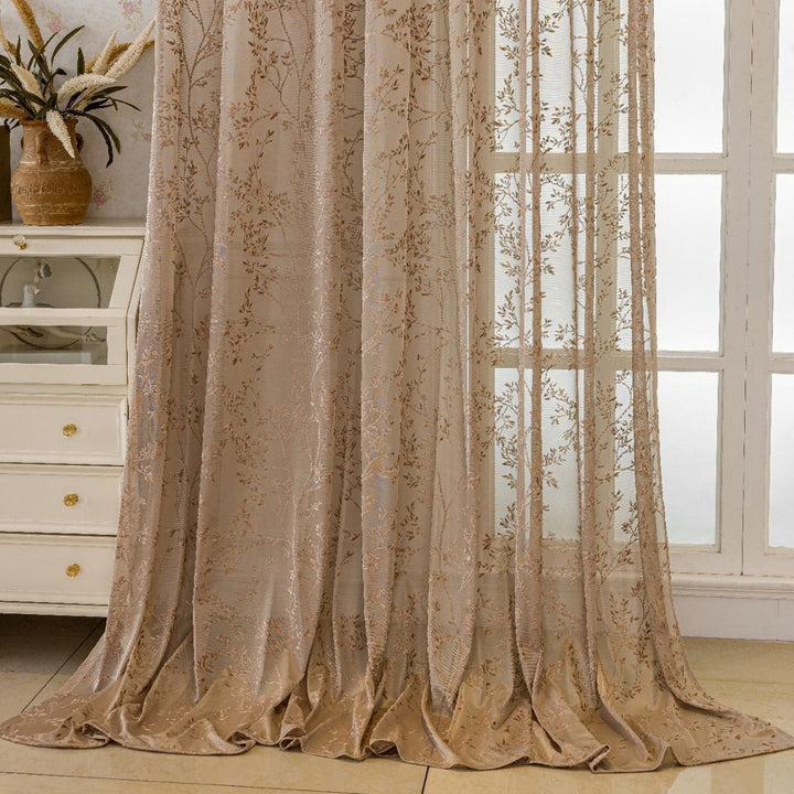 WoFloral Embroidered Sheer Curtain Kalsten